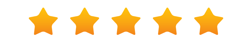Row of five yellow stars on a transparent background.